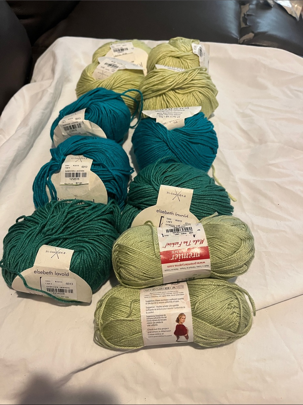 Premier Yarns Soft Light Green Skeins